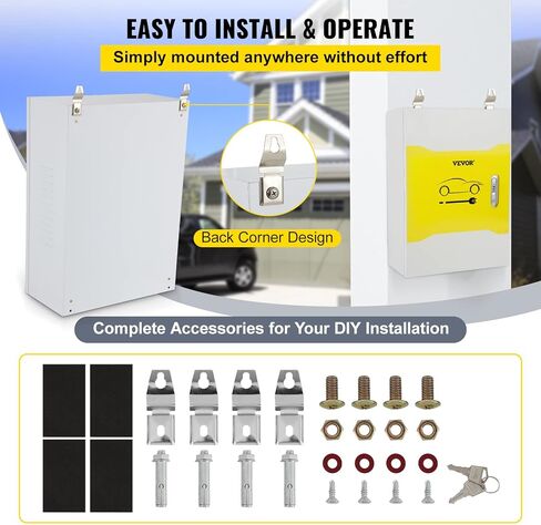 صندوق محطة شاحن VEVOR Tesla، مقاس 28 بوصة × 20 بوصة × 10 بوصة، منظم كابل صندوق شحن صندوق كابل خارجي، IP32 مقاوم للماء والغبار صندوق تغليف كهربائي فولاذي بارد، لموصل جدار تسلا in Kuwait
