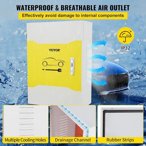 صندوق محطة شاحن VEVOR Tesla، مقاس 28 بوصة × 20 بوصة × 10 بوصة، منظم كابل صندوق شحن صندوق كابل خارجي، IP32 مقاوم للماء والغبار صندوق تغليف كهربائي فولاذي بارد، لموصل جدار تسلا in Kuwait