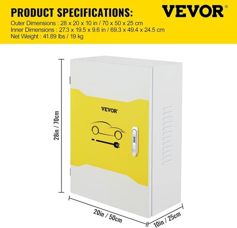 صندوق محطة شاحن VEVOR Tesla، مقاس 28 بوصة × 20 بوصة × 10 بوصة، منظم كابل صندوق شحن صندوق كابل خارجي، IP32 مقاوم للماء والغبار صندوق تغليف كهربائي فولاذي بارد، لموصل جدار تسلا in Kuwait