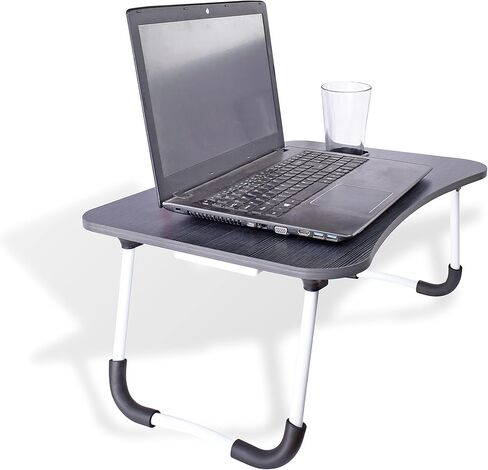 BloxBerry Collapsible Lap Desk - Black Bed Laptop Table, Cup Holder, Storage Tray, Tablet Slot - Work from Home & Online Learning in Saudi Arabia