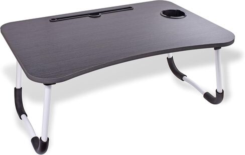 BloxBerry Collapsible Lap Desk - Black Bed Laptop Table, Cup Holder, Storage Tray, Tablet Slot - Work from Home & Online Learning in Saudi Arabia