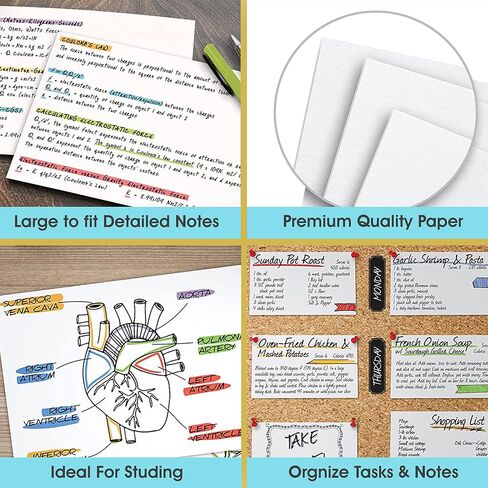 1InTheOffice بطاقات الفهرس 5x8 فارغة، بطاقة فلاش، بطاقات ملاحظات غير مسطرة 5x8، أبيض، 300 حزمة in Saudi Arabia