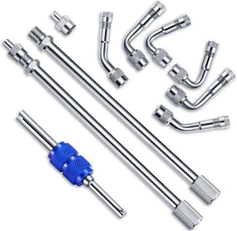 Frienda 9 Pieces Valve Stem Extenders Dually Valve Stem Extenders 45 90 135 Degree Metal Valve Stem Extenders Universal Valve Stem Extensions for Truck RV Motorhome Pickup (Simple Style,5.91 Inches) in Saudi Arabia