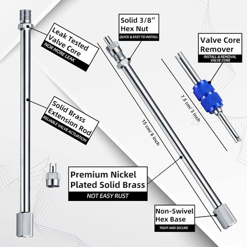 Frienda 9 Pieces Valve Stem Extenders Dually Valve Stem Extenders 45 90 135 Degree Metal Valve Stem Extenders Universal Valve Stem Extensions for Truck RV Motorhome Pickup (Simple Style,5.91 Inches) in Saudi Arabia