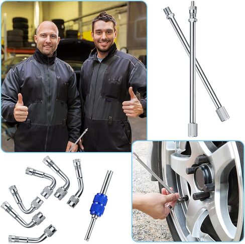 Frienda 9 Pieces Valve Stem Extenders Dually Valve Stem Extenders 45 90 135 Degree Metal Valve Stem Extenders Universal Valve Stem Extensions for Truck RV Motorhome Pickup (Simple Style,5.91 Inches) in Saudi Arabia