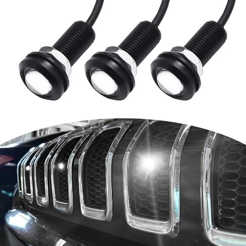 UGSHY 3 PCS Car LED Eagle Eye Light, 12V 6500K 0.7In Waterproof Vehicle Front Grille Marker Lights, Universal Durable Motorcycle Daytime Running Spotlight for Truck RV Pickup Car (White Light) in Saudi Arabia