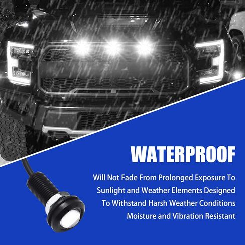 UGSHY 3 PCS Car LED Eagle Eye Light, 12V 6500K 0.7In Waterproof Vehicle Front Grille Marker Lights, Universal Durable Motorcycle Daytime Running Spotlight for Truck RV Pickup Car (White Light) in Saudi Arabia