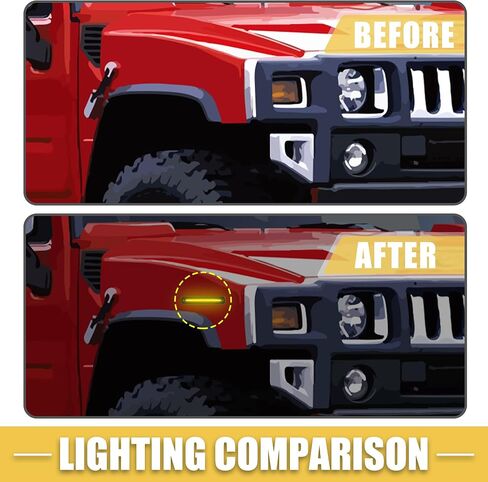 A ABSOPRO LED Side Marker Light 25952319 15114677 Front Rear Turn Signal Lights Fender Sidemarker Lamps for Hummer H2 2003-2009 Black Lens Amber Red Light 2 Pair in Saudi Arabia