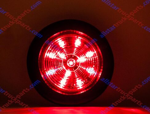 All Star Truck Parts] 2x Amber + 2x Red 2.5" 12 Led Round Side Marker Clearance Lights Grommet Flush Mount, Sealed Truck Trailer with Reflex Lens, IP67 Waterproof- Super Bright DOT SAE P2 FMVSS 180 in Saudi Arabia