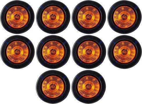 All Star Truck Parts] 2x Amber + 2x Red 2.5" 12 Led Round Side Marker Clearance Lights Grommet Flush Mount, Sealed Truck Trailer with Reflex Lens, IP67 Waterproof- Super Bright DOT SAE P2 FMVSS 180 in Saudi Arabia