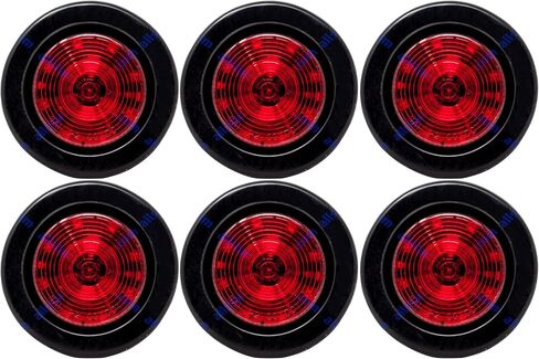 All Star Truck Parts] 2x Amber + 2x Red 2.5" 12 Led Round Side Marker Clearance Lights Grommet Flush Mount, Sealed Truck Trailer with Reflex Lens, IP67 Waterproof- Super Bright DOT SAE P2 FMVSS 180 in Saudi Arabia