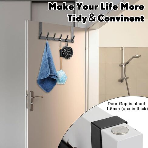 Kenning 3 Pack Over The Door Hook Hanger Over The Door Towel Rack Coat Rack Heavy Duty Door Coat Hanger with 6 Hooks for Hanging Clothes, Coats, Towels, Back of Bathroom (Black, Long) in Saudi Arabia