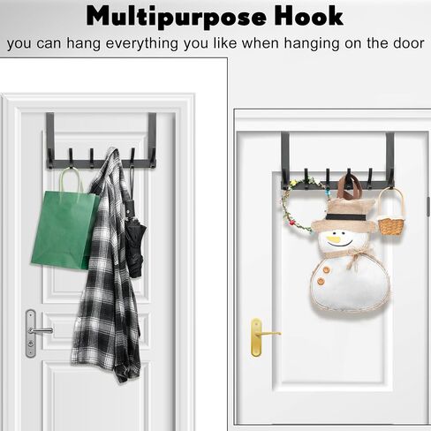 Kenning 3 Pack Over The Door Hook Hanger Over The Door Towel Rack Coat Rack Heavy Duty Door Coat Hanger with 6 Hooks for Hanging Clothes, Coats, Towels, Back of Bathroom (Black, Long) in Saudi Arabia
