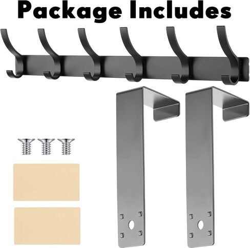 Kenning 3 Pack Over The Door Hook Hanger Over The Door Towel Rack Coat Rack Heavy Duty Door Coat Hanger with 6 Hooks for Hanging Clothes, Coats, Towels, Back of Bathroom (Black, Long) in Saudi Arabia
