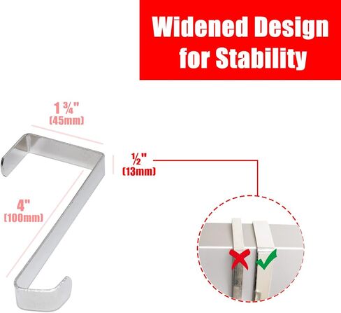 ZANQU Single Over Door Hooks, Metal Hook Organizer for Hanging Coats, Towels, Hats, Robes, Fit 1.5" to 1.75", Widened Design for Stability (4, Silver) in Saudi Arabia