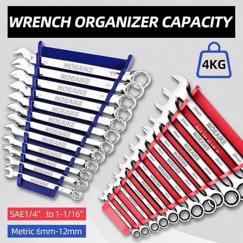 NOEAIKE 2-Pack Magnetic Wrench Organizer,Tool Trays Holder 24 Pcs Wrenches for SAE(1/4" - 15/16") and Metric(6mm-24mm),Tool Organizers for Steel Tool Box Drawer Chest in Saudi Arabia