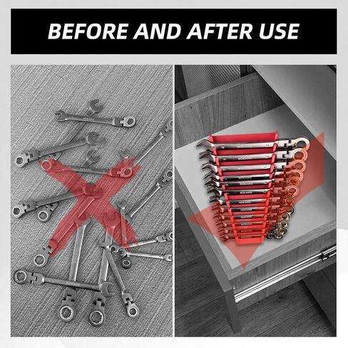 NOEAIKE 2-Pack Magnetic Wrench Organizer,Tool Trays Holder 24 Pcs Wrenches for SAE(1/4" - 15/16") and Metric(6mm-24mm),Tool Organizers for Steel Tool Box Drawer Chest in Saudi Arabia