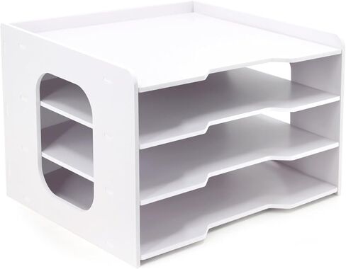 SONGWAY Scrapbook Paper Organizer 12x12-4 Tier File Organizer for Desk, Scrapbook Paper Storage, Paper Holder, 12x12 Stackable Paper Trays, Desktop Paper Storage Organizer Cube for Home Office in Kuwait