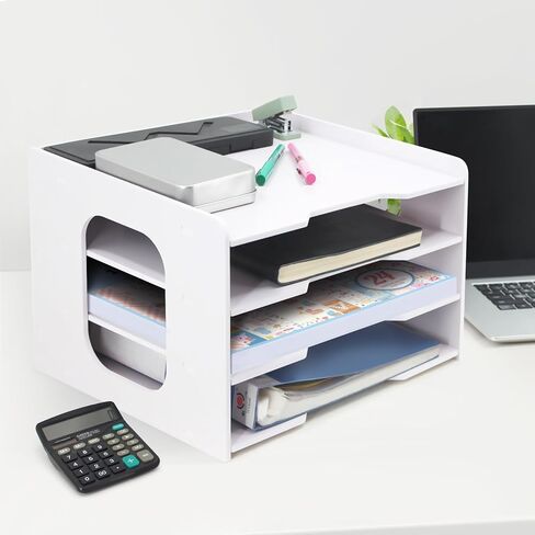 SONGWAY Scrapbook Paper Organizer 12x12-4 Tier File Organizer for Desk, Scrapbook Paper Storage, Paper Holder, 12x12 Stackable Paper Trays, Desktop Paper Storage Organizer Cube for Home Office in Kuwait