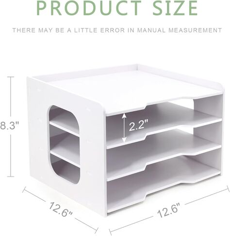 SONGWAY Scrapbook Paper Organizer 12x12-4 Tier File Organizer for Desk, Scrapbook Paper Storage, Paper Holder, 12x12 Stackable Paper Trays, Desktop Paper Storage Organizer Cube for Home Office in Kuwait