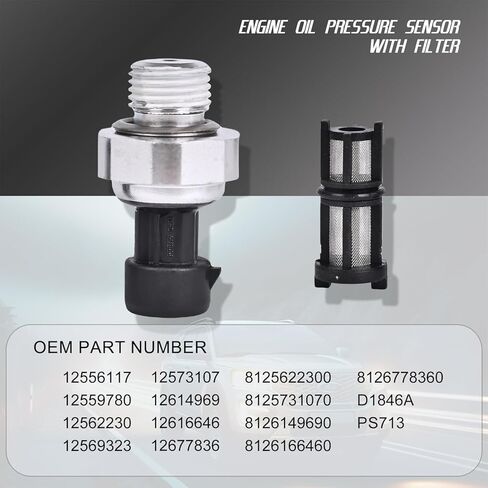 Oil Pressure Sensor Oil Pressure Switch with Filter 12677836 Compatible with Chevy Corvette,Express,Silverado,Suburban,SSR,Trailblazer &GMC Sierra,Savana & Cadillac Escalade & Pontiac & Isuzu in Kuwait