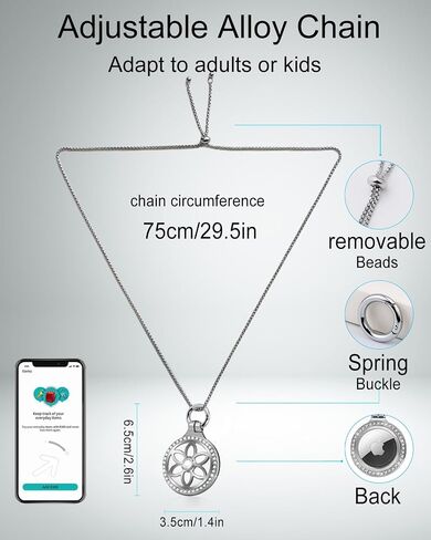 [2 Pack] Air Tag Necklace for Adults,Metal Badge Air Tag Watch Neck lace,29in Adjustable Alloy Necklace with Air tag Holder for Apple air tag in Kuwait