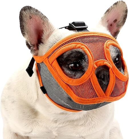Beelike Short Snout Dog Muzzle, Bulldog Muzzle Breathable Adjustable Mesh Mask for Flat Faced Dog Anti Bitting Chewing Barking (XS) in Saudi Arabia