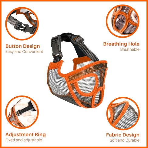 Beelike Short Snout Dog Muzzle, Bulldog Muzzle Breathable Adjustable Mesh Mask for Flat Faced Dog Anti Bitting Chewing Barking (XS) in Saudi Arabia