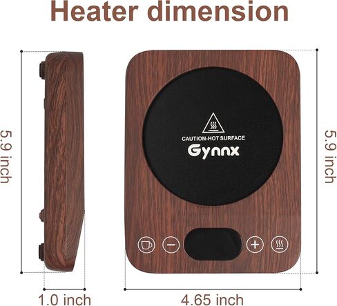 جينكس القهوة القدح أكثر دفئا، الجاذبية شمعة القدح دفئا الكهربائية، تشغيل / إيقاف تلقائي مع 9 إعدادات درجة الحرارة، 1-9 الموقت المشروبات دفئا العملي المحمولة أكثر دفئا للمنزل والمكتب (الخشب) in Kuwait