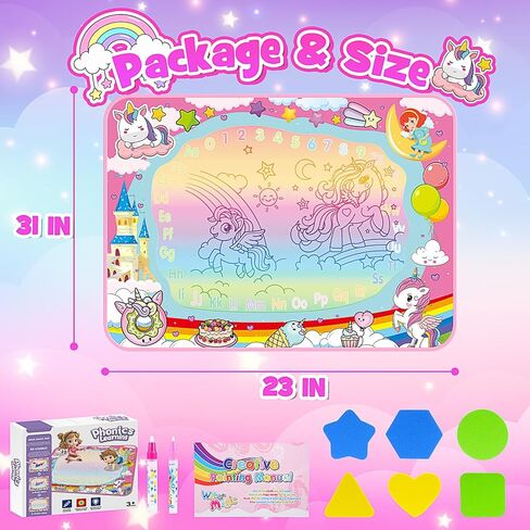 Toddler Toys for 3 4 5+ Year Old Kids Boys, Farm Animals Water Doodle Mat for Toddlers 3-5 Preschool Educational Learning Toys Halloween Birthday Xmas Gifts for 3-8 Year Old Boys Girls Green in Kuwait