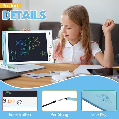 10 Inch LCD Writing Tablet | Electronic Drawing Pad with Colorful Lines | Travel Drawing Board for Kids | Gift for 3-12 Year Old Boys and Girls (10 Inch, Pink) in Saudi Arabia