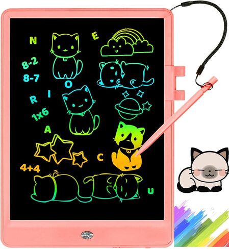 NECHOUZHLI LCD Writing Tablet, Doodle Board Toys Gifts for 3-8 Year Old Girls Boys, 10 Inch Colorful Electronic Board Drawing Pad for Kids, Gifts for Toddler Educational Learning Travel Birthday, Pink in Saudi Arabia