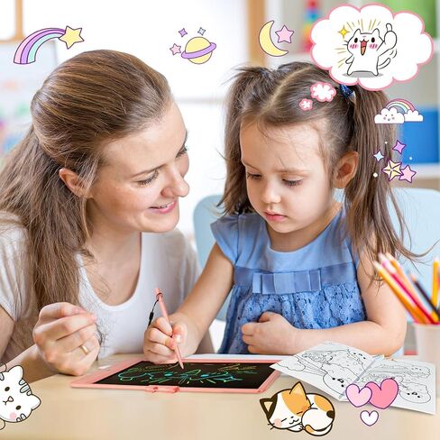 NECHOUZHLI LCD Writing Tablet, Doodle Board Toys Gifts for 3-8 Year Old Girls Boys, 10 Inch Colorful Electronic Board Drawing Pad for Kids, Gifts for Toddler Educational Learning Travel Birthday, Pink in Saudi Arabia