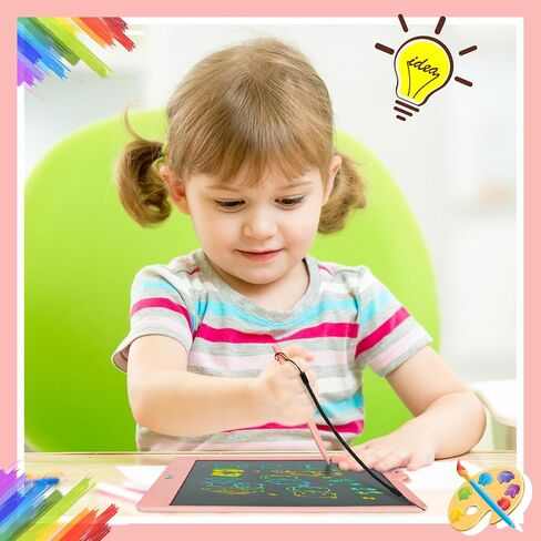 NECHOUZHLI LCD Writing Tablet, Doodle Board Toys Gifts for 3-8 Year Old Girls Boys, 10 Inch Colorful Electronic Board Drawing Pad for Kids, Gifts for Toddler Educational Learning Travel Birthday, Pink in Saudi Arabia