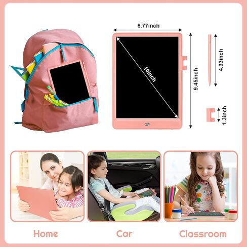 NECHOUZHLI LCD Writing Tablet, Doodle Board Toys Gifts for 3-8 Year Old Girls Boys, 10 Inch Colorful Electronic Board Drawing Pad for Kids, Gifts for Toddler Educational Learning Travel Birthday, Pink in Saudi Arabia