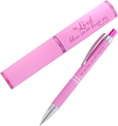 Christian Art Gifts The Lord Bless You Pink Stylish Classic Pen in Matching Gift Case - Numbers 6:24 Bible Verse Refillable Retractable Medium Ballpoint Pen for Journal Planner Writing Note in Saudi Arabia