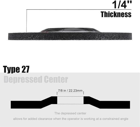 TRAMULL Metal Grinding Wheel 4-1/2'' x 1/4'' x 7/8'' for Angle Grinders,Type 27 Depressed Center Disc (25 PCS) in Saudi Arabia