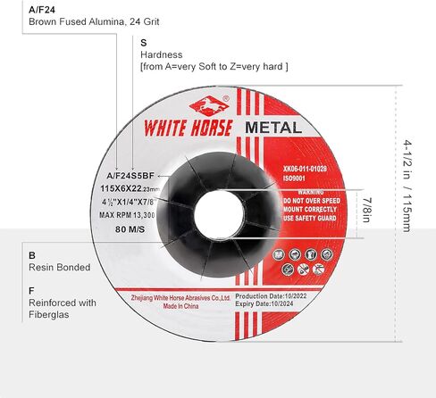 TRAMULL Metal Grinding Wheel 4-1/2'' x 1/4'' x 7/8'' for Angle Grinders,Type 27 Depressed Center Disc (25 PCS) in Saudi Arabia