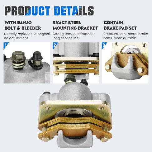 Rear Brake Calipers & Pads Fit for Polaris Ranger Crew 570/570-4 Full-Size 2014-2021, Ranger 900 XP 2013-2018, Ranger 800/800 XP 2010-2014 for 1911373 1911374 1912136 ATV Brakes - 2 Pcs in Saudi Arabia