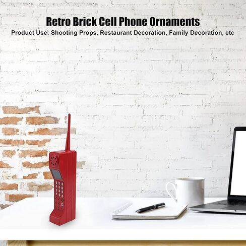 Estink Retro Brick Cell Phone Ornament, Retro Cellphone Model Old Fashioned Cellular Phone Model Ornament Vintage Simulation Photographic Props Stylized Ornaments for Home Stage (Black) in Saudi Arabia
