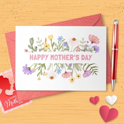 Mothers Day Card, Happy Mother's Day Card, Mother's Day Card, Watercolor Floral [01698] in Saudi Arabia