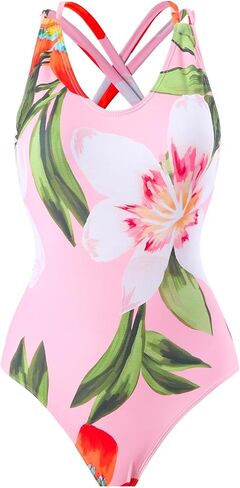 IMEKIS Womens 2 Piece Swimsuit with Cover Ups Set Retro Floral Print One Piece Swimwear Sarong Summer Holiday Outfit in Saudi Arabia