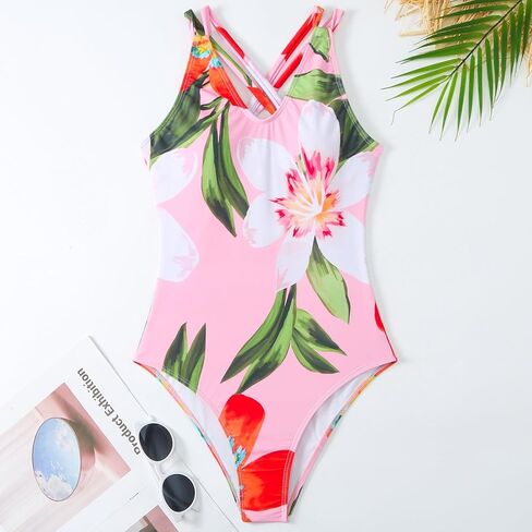 IMEKIS Womens 2 Piece Swimsuit with Cover Ups Set Retro Floral Print One Piece Swimwear Sarong Summer Holiday Outfit in Saudi Arabia
