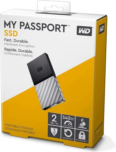 WD 256GB My Passport SSD External Portable Drive, USB 3.1, Up to 540 MB/s - WDBKVX2560PSL-WESN in Saudi Arabia
