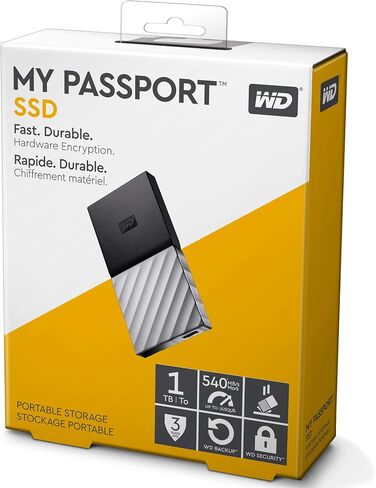 WD 256GB My Passport SSD External Portable Drive, USB 3.1, Up to 540 MB/s - WDBKVX2560PSL-WESN in Saudi Arabia