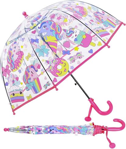 Kids Umbrella Clear Bubble Umbrellas for Rain,Transparent Dome Safety Windproof Umbrella with Easy-Grip Hook Handle for Toddler Girls and Boys in Kuwait