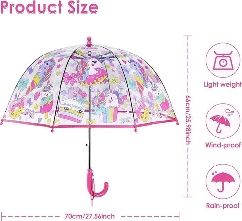 Kids Umbrella Clear Bubble Umbrellas for Rain,Transparent Dome Safety Windproof Umbrella with Easy-Grip Hook Handle for Toddler Girls and Boys in Kuwait