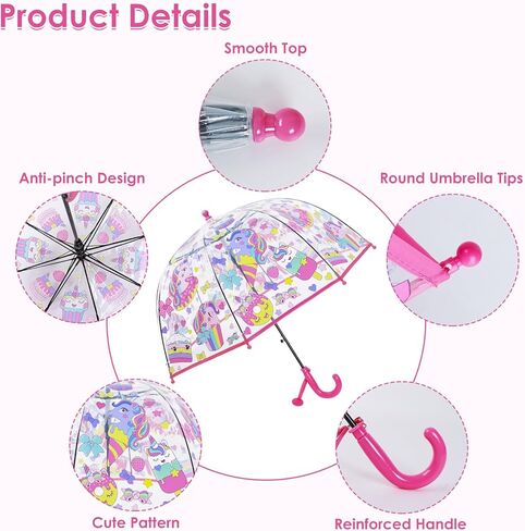 Kids Umbrella Clear Bubble Umbrellas for Rain,Transparent Dome Safety Windproof Umbrella with Easy-Grip Hook Handle for Toddler Girls and Boys in Kuwait