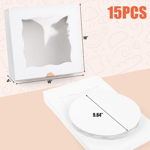 JOHOUSE 5PCS Cake Boxes, Bakery Box with Window 10 Inch White Treat Box with Board for Pastries Chocolates Cookies Birthday Party Wedding in Saudi Arabia