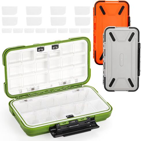 ZENFUN 3 Packs Fishing Lure Box, Fishing Tackle Box, Fishing Tackle Storage Trays, Bait Storage Case, Accessory Boxes, Thicker Plastic, Waterproof and Airtight(Orange, Green, Grey) in Kuwait